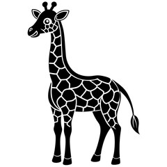 Naklejka premium cute Giraffe vector silhouette on white background