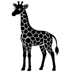 cute Giraffe vector silhouette on white background