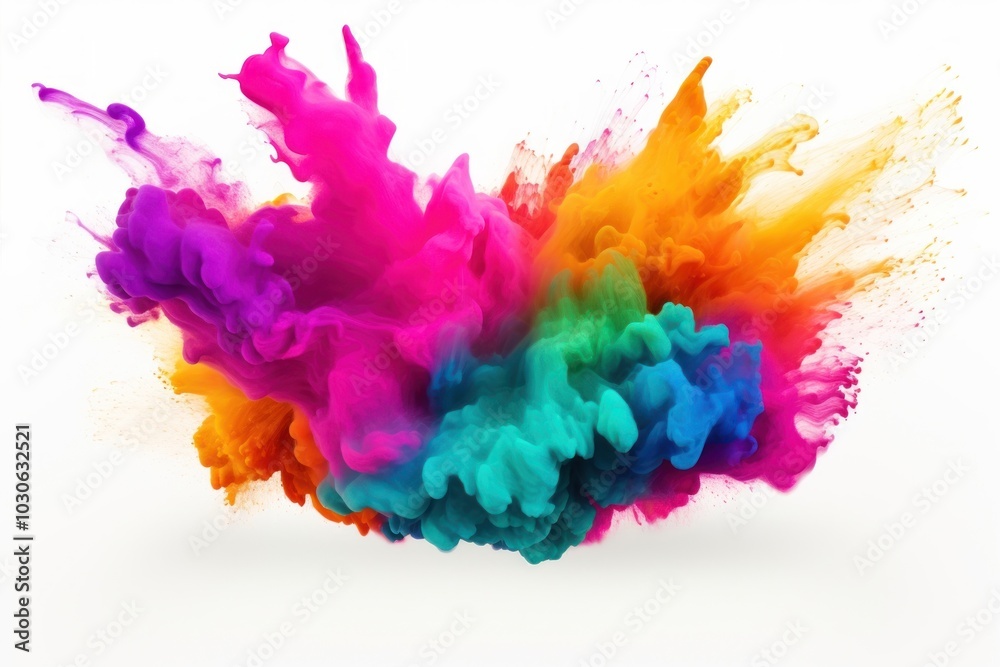 Wall mural holi paint splash backgrounds purple white background.