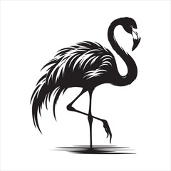 Obraz premium Tall and Graceful Flamingo Silhouette with Extended Legs and Neck , black colour vactor