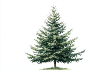 Fototapeta premium Lush evergreen tree illustration on a white background