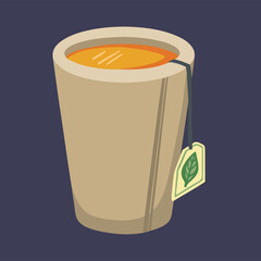 Paper cup with tea bag, hand drawn vector illustration