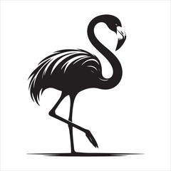 Fototapeta premium Tall and Graceful Flamingo Silhouette with Extended Legs and Neck , black colour vactor