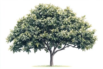 Obraz premium Lush green tree with abundant foliage on a white background