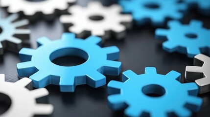 Capture the intricate gears of a regulatory framework, showcasing interlocking components in CG 3D