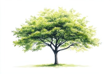 Obraz premium Lush green tree with vibrant foliage on a white background