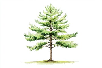 Obraz premium Detailed watercolor illustration of a pine tree