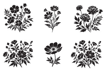 black and white flowers