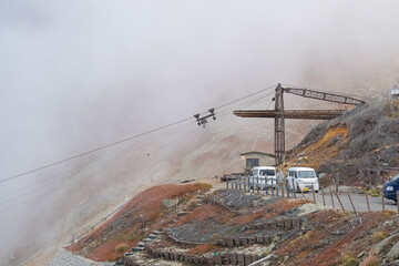 Owakudani seen from the ropeway in Hakone