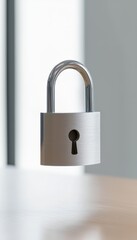 Fototapeta premium Metal padlock on a blurred background