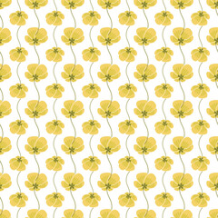 Illustrated seamless pattern design with stylized flowers.