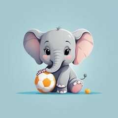 ai generative cartoon elephant playing ball