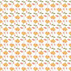 Illustrated seamless pattern design with stylized flowers.