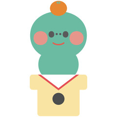 三方に乗った鏡餅風へびのイラスト