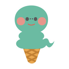 ソフトクリームになったへびのイラスト