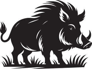 Boar Silhouette isolated on white background Minimalist boar vector shape icon