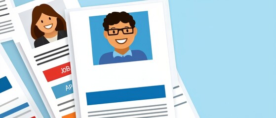 Professional resumes on blue background
