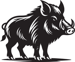 Boar Silhouette isolated on white background Minimalist boar vector shape icon