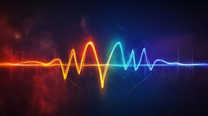 Heartbeat line interwoven with abstract geometric shapes, bold and vibrant art style