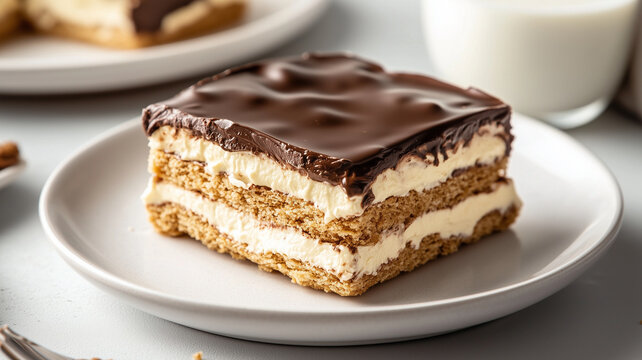Delightful no bake chocolate eclair cake with layers of graham crackers!