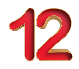 Red 3D Number 12