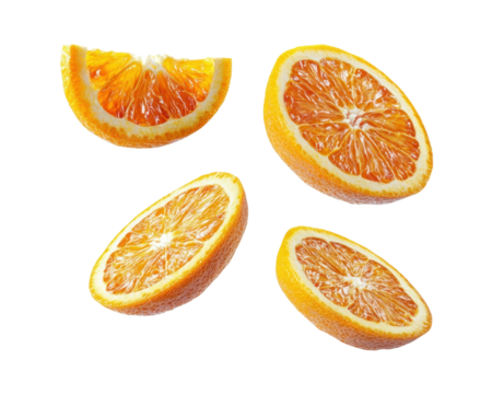 Slices of orange arranged creatively, showcasing their vibrant color and texture.