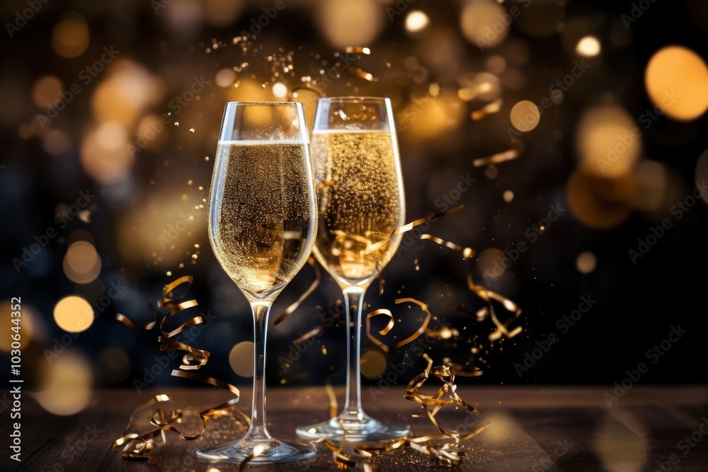 Canvas Prints Champagne glasses celebration confetti drink.