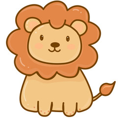 Fototapeta premium Cute lion sitting isolated on white background.