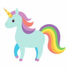 Rainbow Unicorn on white background 