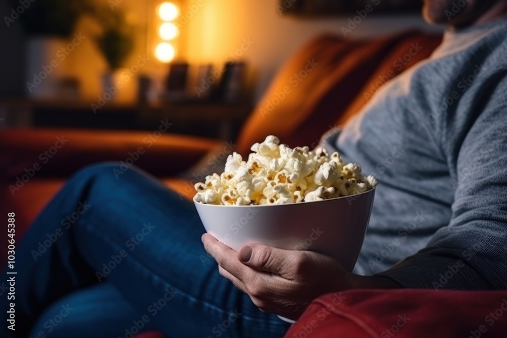 Wall mural popcorn adult hand watching tv.