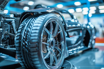 Close-up of a Sport Car's Wheel and Suspension