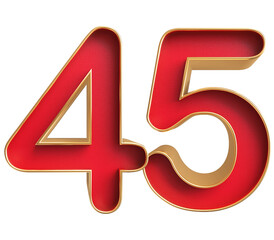 Red 3D Number 45