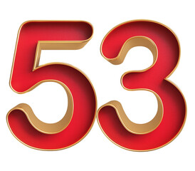 Red 3D Number 53
