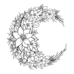Hand-drawn flowers.  Modern creative design. Vector illustration.