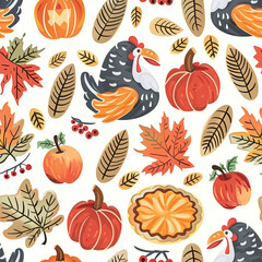 Beautiful Wallpaper with a Turkey Bird Design, Ideal Thanksgiving Poster or Graphic Resource for Creative Project, Ai Generative