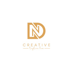 Abstract ND DN Letter Artistic Logo Design. Initial Based Vector Elements.