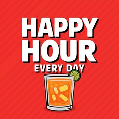 Fototapeta premium Colorful Happy Hours Event Poster with Vibrant Drinks and Festive Design