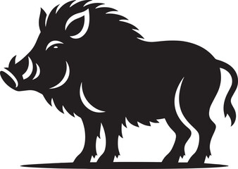 Boar Silhouette isolated on white background Minimalist boar vector shape icon