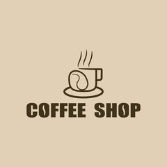 Coffee shop vector. Beige background.
