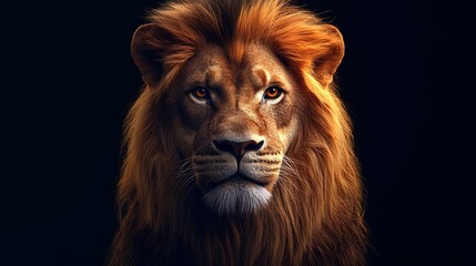 Naklejka premium Regal lion head logo showcased in black and red aesthetics