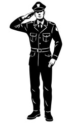 illustration of a army soldier saluting pose vector silhouette