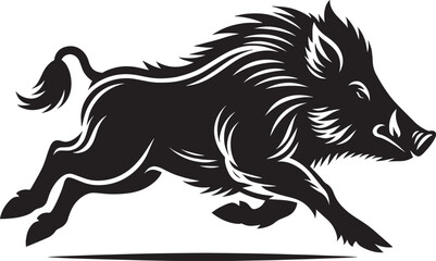 Boar Silhouette isolated on white background Minimalist boar vector shape icon