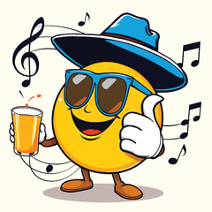 Happy Orange Cartoon With Arms, Legs And Sunglass Vector Flat Illustration