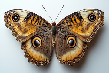 Fototapeta premium owl butterfly with large eye spots on its brown and beige wings