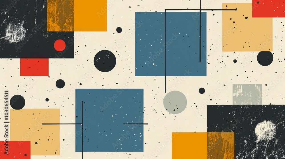 Fototapete A clean and minimalistic geometric design with Scandinavian colors, using abstract shapes like rectangles and circles