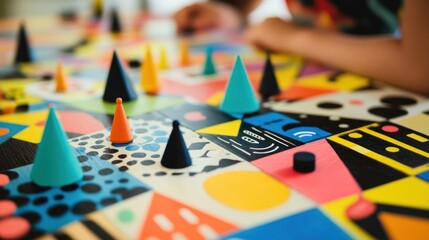 Fototapeta premium Isometric games with colorful textures and various shapes give an interesting impression for children to play.