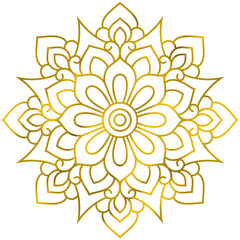 Dancheong a traditional Korean pattern mandala gold on transparent background