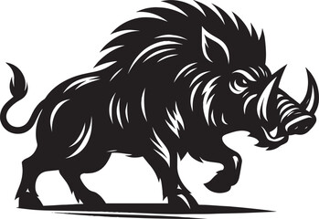 Boar Silhouette isolated on white background Minimalist boar vector shape icon