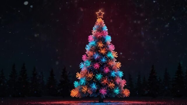 christmas tree with neon lights