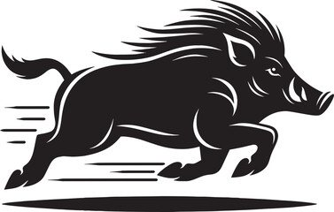 Boar Silhouette isolated on white background Minimalist boar vector shape icon